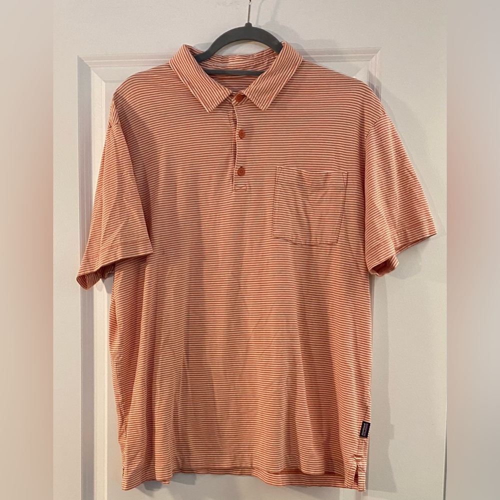 Patagonia Daily Polo Short Sleeve Shirt Seashore: Rock Melon - Sz L - Like New